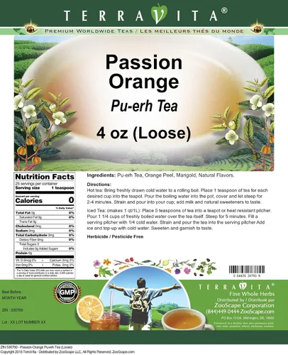 Vista 2 de Passion Orange Pu-erh Té (Suelto) (4 oz, ZIN: 530760)