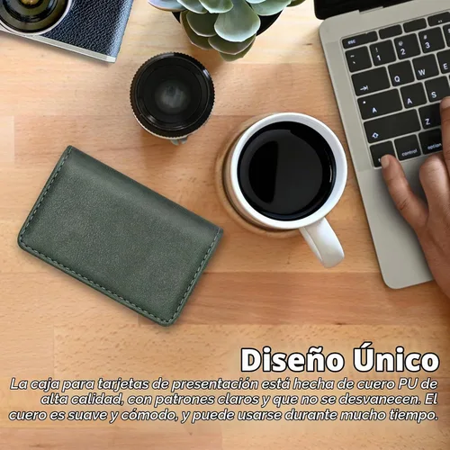 Vista 7 de Cartera con bloqueo RFID - Tarjetero minimalista de cuero para negocios, 12-verde, Pequeña, Slim