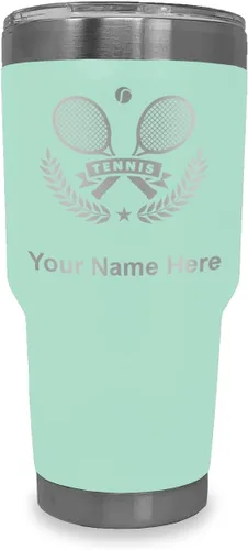 Vista 14 de LaserGram Personalized 20oz Tumbler, Tennis Rackets (Black) Engraved Gift for Tennis Players, Vacuum Insulated Stainless Steel, Laser Engraved