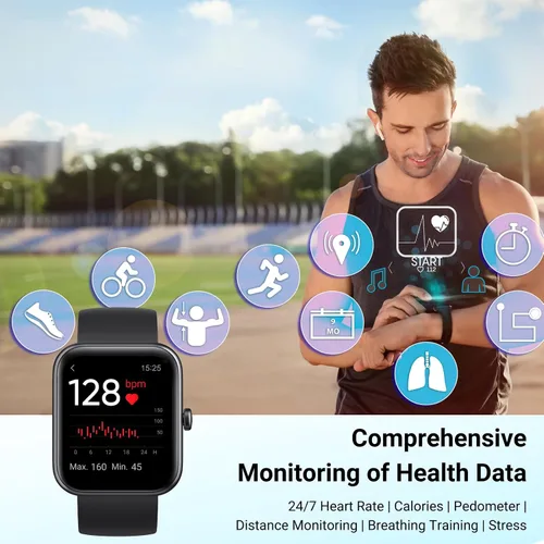 Vista 8 de Holiday Relojes inteligentes para hombres y mujeres, Alexa integrado, reloj de fitness con oxígeno en sangre, frecuencia cardíaca, monitor de sueño