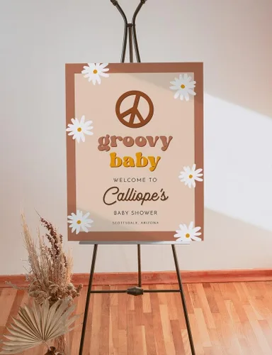 Vista 5 de Letrero de bienvenida personalizado con texto en inglés «Oh Baby Show» – Cartel de bienvenida de corona para baby shower – Póster de corona de baby