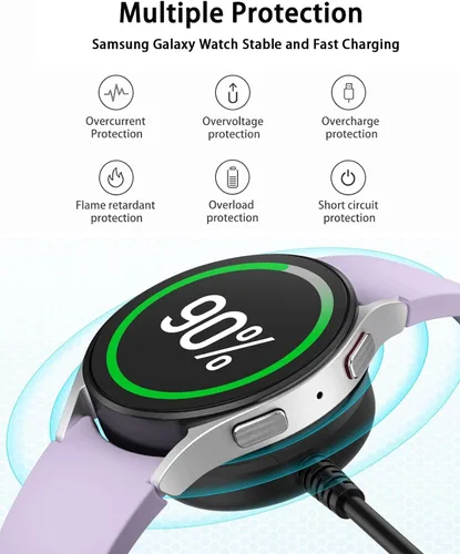 Vista 4 de Cable de carga para reloj compatible con Samsung Galaxy Watch 8/8 Classic/7/6/Ultra, 6 Classic, 5/5 Pro/4/4 Classic/3/Active 2/Active 1, adaptador