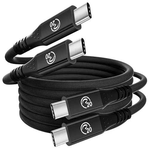 Vista 8 de Cable flexible USB C a USB C 3.2 Gen 2x2 de 1 pie, 2 unidades, cable USBC