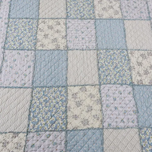 Vista 2 de Edredón Patchwork - Flor Silvestre Azul - Niños o Twin