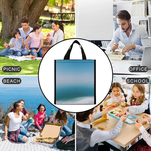 Vista 6 de Dead Sea Salt Flats Grocery Bag,Insulated And Cooler, Tote Bag,Collapsible And Reusable, Lunch Bag for Groceries Work Party Travel Picnic 10.6" H X