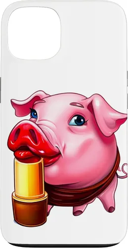 Vista 7 de Funda para iPhone 17 con lápiz labial para niñas en un cerdo