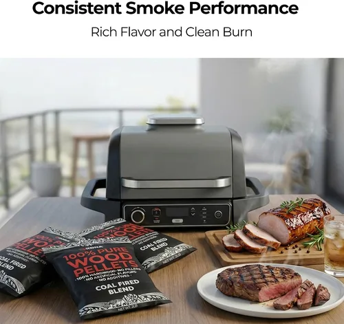 Vista 2 de Kona Gránulos de mezcla de pizza a carbón, mezcla de carbón y madera, diseñados para parrilla Ninja Woodfire al aire libre. Sabor rico y ahumado