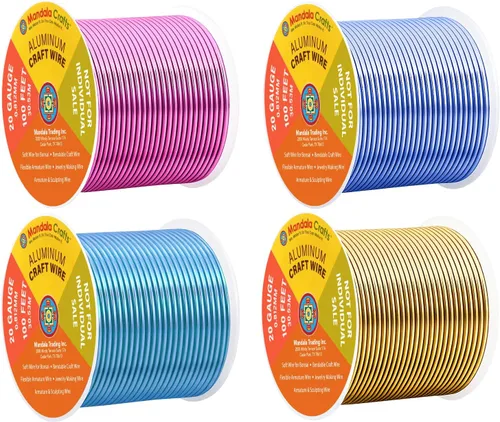 Vista 9 de Mandala Crafts - Alambre de aluminio anodizado de calibre 22 para hacer joyas - 137.2 m de alambre flexible surtido y coloreado - Doble para bonsái