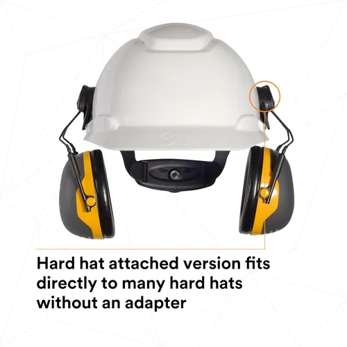 Vista 4 de 3M PELTOR - Orejeras de protección auditiva, Serie X X2P3E, estilo gorra con casco duro adjunto, protección contra el ruido NRR 24 dB, paquete