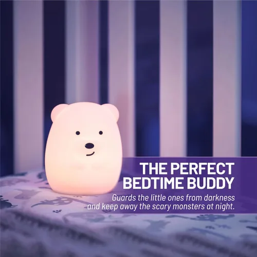 Vista 6 de Lumipets Luz nocturna de animales para niños, luz de silicona para bebés y niños pequeños, luz nocturna blanda para habitación de niños, luces