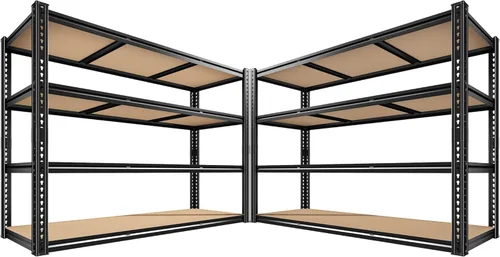 Vista 15 de ROOMFAVE Estantería de metal para garaje de 60 pulgadas de ancho, estantes de almacenamiento de 2800 libras, estantería ajustable de 4 niveles
