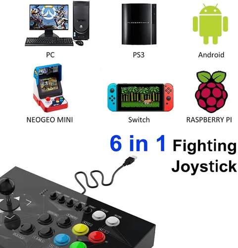 Vista 3 de Fight Sticks PC,Arcade PC Joysticks Fight Stick Street Fighter Video Game Controller Fighting Joystick for PC, Nintendo Switch, NEOGEO Mini, NeoGeo