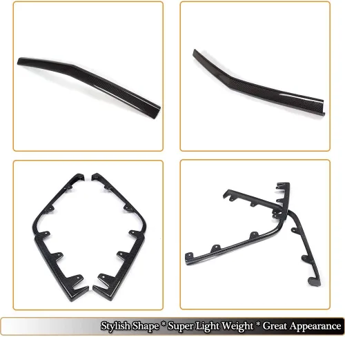 Vista 4 de Divisor de labio de parachoques delantero de fibra de carbono para Cadillac CTS-V Coupe Sedan 2009-2015 Alerón superior de barbilla personalizado