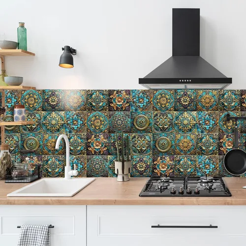Vista 19 de Alwayspon Adhesivo para azulejos de pared moriscos para despegar y pegar, calcomanías de vinilo autoadhesivas para azulejos de cocina y baño, 4 x 4