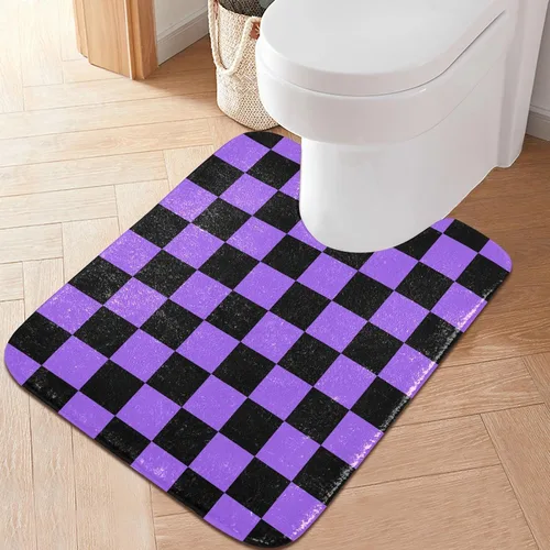 Vista 15 de Tapete de baño a cuadros de tablero de ajedrez, suave, absorbente, lavable, tapete de baño para piso de baño, tapete de baño antideslizante