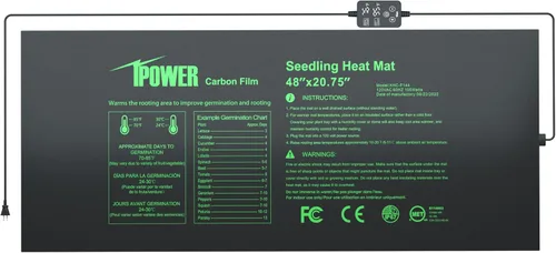 Vista 18 de iPower Alfombrilla térmica de siembra de 10 x 20.75 pulgadas, película de carbono mejorada, cálida, impermeable, para interiores, germinación