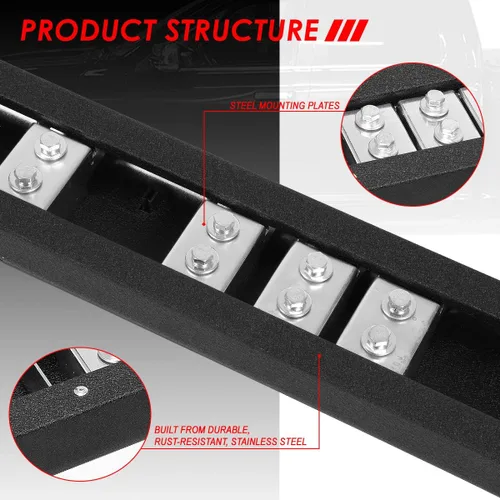 Vista 3 de Auto Dynasty Estribos planos compatibles con Dodge Ram 1500 2500 3500 Crew Cab 2009-2024, barras Nerf de riel lateral de acero inoxidable, barras