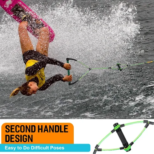 Vista 3 de Obcursco Cuerda Wakeboard, línea de deportes acuáticos con mango EVA. Ideal para esquí acuático, wakeboard, rodillera