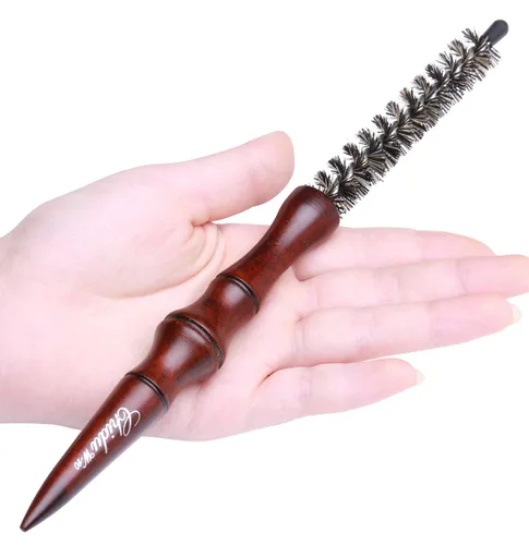 Vista 5 de PERFEHAIR Cepillo redondo de cerdas de jabalí para cabello corto, cepillo de barril redondo pequeño para secado con soplado, diámetro de 0.6 pulgadas