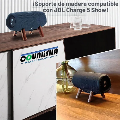 Vista 5 de Soporte de madera real compatible con altavoz JBL Charge 6, Charge 5