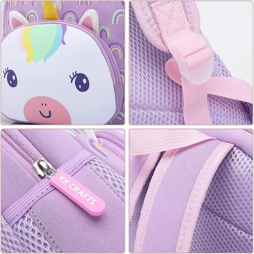 Vista 6 de Mochila impermeable para niños de 2 a 5 años, para el jardín de niños, mochila 3D de lindos dibujos animados, de neopreno, mochila de animales