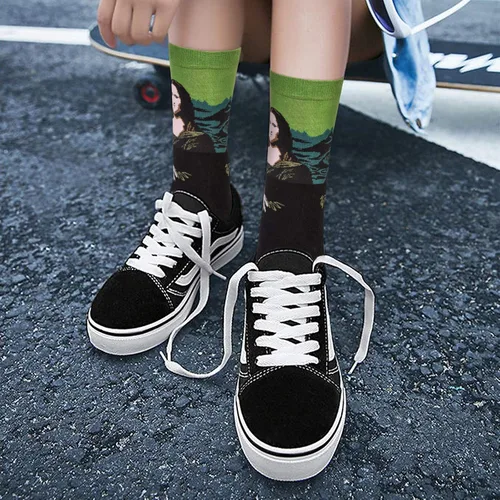 Vista 6 de Womens Fun Socks Famous Painting Patterned Art Socks Printed Cool Novelty Funny Socks for Women