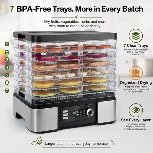 Vista 3 de Máquina deshidratadora de alimentos de 7 bandejas para cecina, frutas