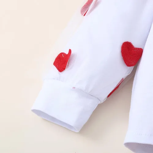 Vista 5 de METYOUEZE Conjunto de falda de manga larga con estampado en forma de corazón para bebé niña