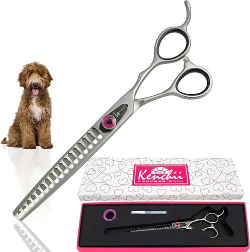 Vista 10 de Kenchii Tijeras de aseo para perros Love de 7 pulgadas rectas