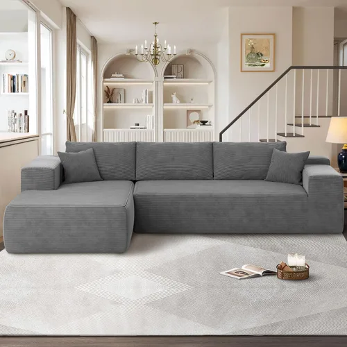 Vista 21 de Sofás seccionales Cloud de 96 pulgadas para sala de estar, sofá sin hueso en forma de L con cómoda silla, sofá modular con asiento profundo,