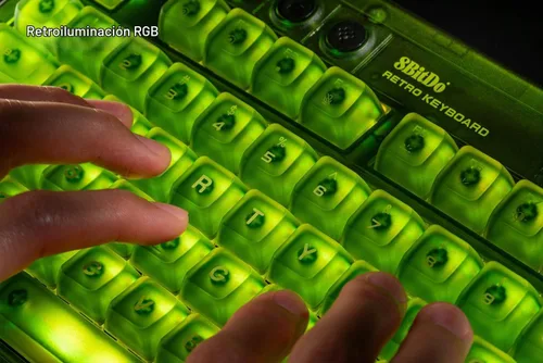 Vista 4 de Teclado mecánico retro 8Bitdo de 87 teclas para PC y Android - Xbox Edition Officially Licensed, Bluetooth/2.4G/USB-C, RGB Backlight, Hot