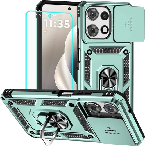 Vista 9 de HNHYGETE Funda para Moto G Power 5G 2024 con protector de pantalla: [grado militar de 20 pies a prueba de caídas] Funda protectora a prueba