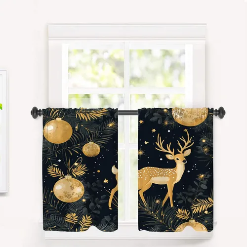 Vista 171 de Cortinas opacas de poliéster multicapa para cafetería, con diseño de diamantes, 2 unidades, 26 x 24 pulgadas