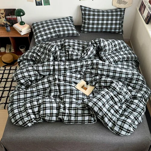 Vista 334 de mixinni Juego de funda de edredón vintage a rayas, tamaño twin, juego de ropa de cama de 3 piezas, 100% algodón lavado, suave y transpirable, funda