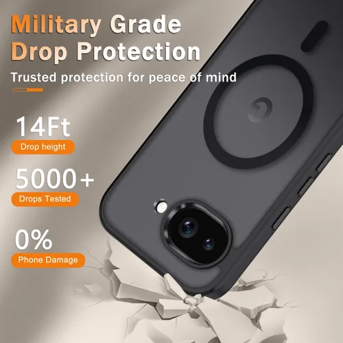 Vista 786 de Funda para Google Pixel 10 Pro XL, cubierta magnética mate, color negro Fit for MagSafe, Screen Protector included, Shockproof Military Grade