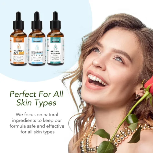 Vista 8 de Suero facial que desafía la edad, vitamina C, retinol y ácido hialurónico para arrugas, líneas finas, firmeza de la piel y retención de humedad