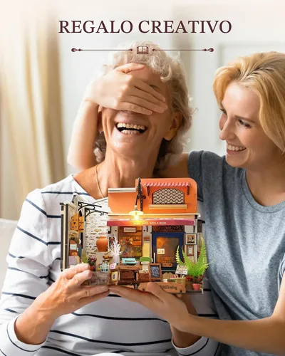 Vista 6 de Rolife Librería DIY Kit de casa de muñecas en miniatura, regalo creativo