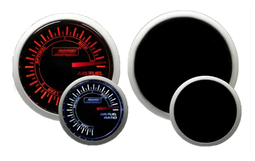 Vista 6 de Prosport Performance Medidor de relación de combustible aire de banda ancha Crystal Blue Series Lente ámbar/blanco transparente con puntero blanco