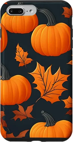 Vista 12 de iPhone 16 Pumpkins Black And Orange Plaid Fall Leaves Autumn Halloween Case