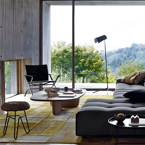 Vista 6 de Mesa de café rectangular de madera rústica, mesa de cóctel rectangular de madera con 2 patas, casa de campo simple y moderna para sala de estar Negro