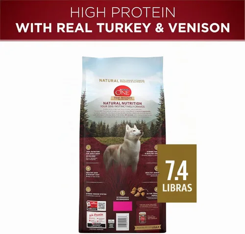 Vista 11 de Purina ONE True Instinct con una mezcla de pavo auténtico y venado alimento para perros seco - Bolsa de 7.4 lb Denso en nutrientes, con un 30%