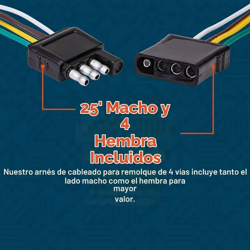 Vista 3 de True Mods - Kit de arnés de cableado de luz de remolque plano de 4 pines [estilo Wishbone] [Clasificación SAE J1128]