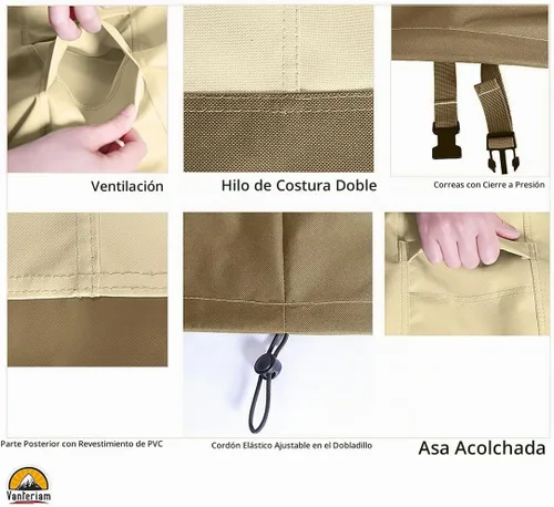 Vista 6 de Funda impermeable para muebles de exterior para sofá de 3 plazas, protección para todo tipo de clima, funda impermeable para sofá grande para patio