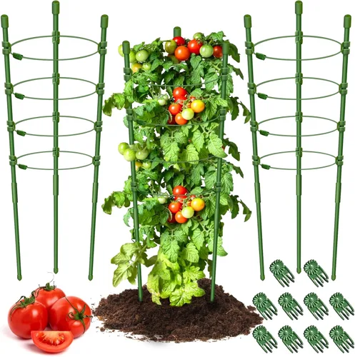 Vista 13 de Legigo Paquete de 3 jaulas de soporte para plantas, jaulas de tomate para jardín, estacas ajustables de 18 pulgadas para plantas enrejadas, anillos