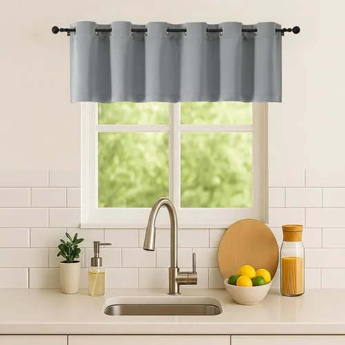 Vista 174 de Simplebrand Juego de 2 paneles de cenefa aguamarina para ventana de cocina de 14 pulgadas de largo, cortinas de oscurecimiento de habitación