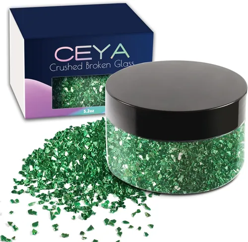 Vista 11 de Ceya - Conjunto de purpurina de vidrio irregular triturado en 32 colores, 640g/ 22.6 oz, chips de cristal metálico roto de 2-4mm, purpurina gruesa