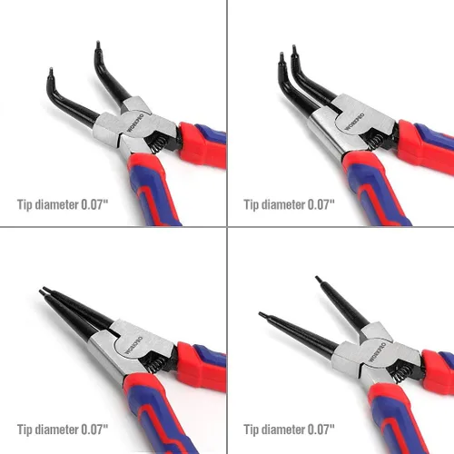 Vista 9 de WORKPRO Juego de 4 alicates de anillo a presión – Kit de alicates de clip para circuito interno/externo de 7 pulgadas