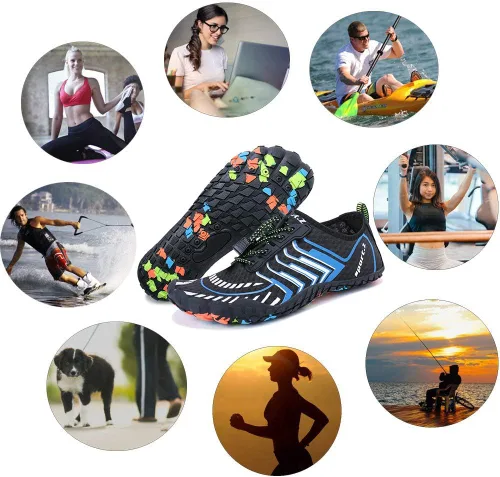 Vista 7 de MAYZERO Zapatos de agua para hombres y mujeres, zapatos de surf, playa, piscina, zapatos de punta ancha, senderismo, zapatos de agua, zapatillas