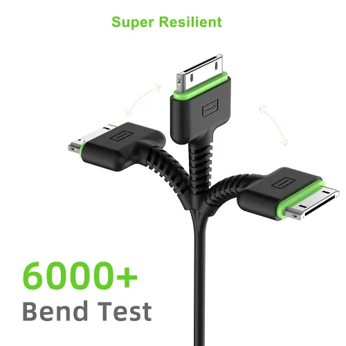 Vista 5 de BUDI Cargador para iPhone 4S - Cable de sincronización de 30 pines para iPhone 4/4S/3G/3GS, iPad 1/2/3, iPod Touch y Nano - Negro