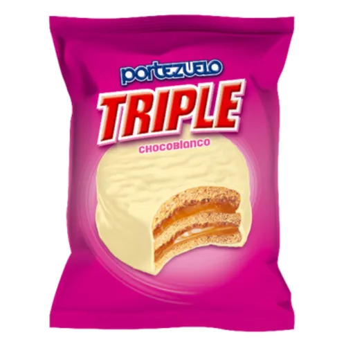 Vista 2 de Portezuelo Triple Chocoblanco Alfajor - Paquete de 6 galletas de chocolate blanco relleno de Dulce de Leche, 2.12 oz/Oz 2.11